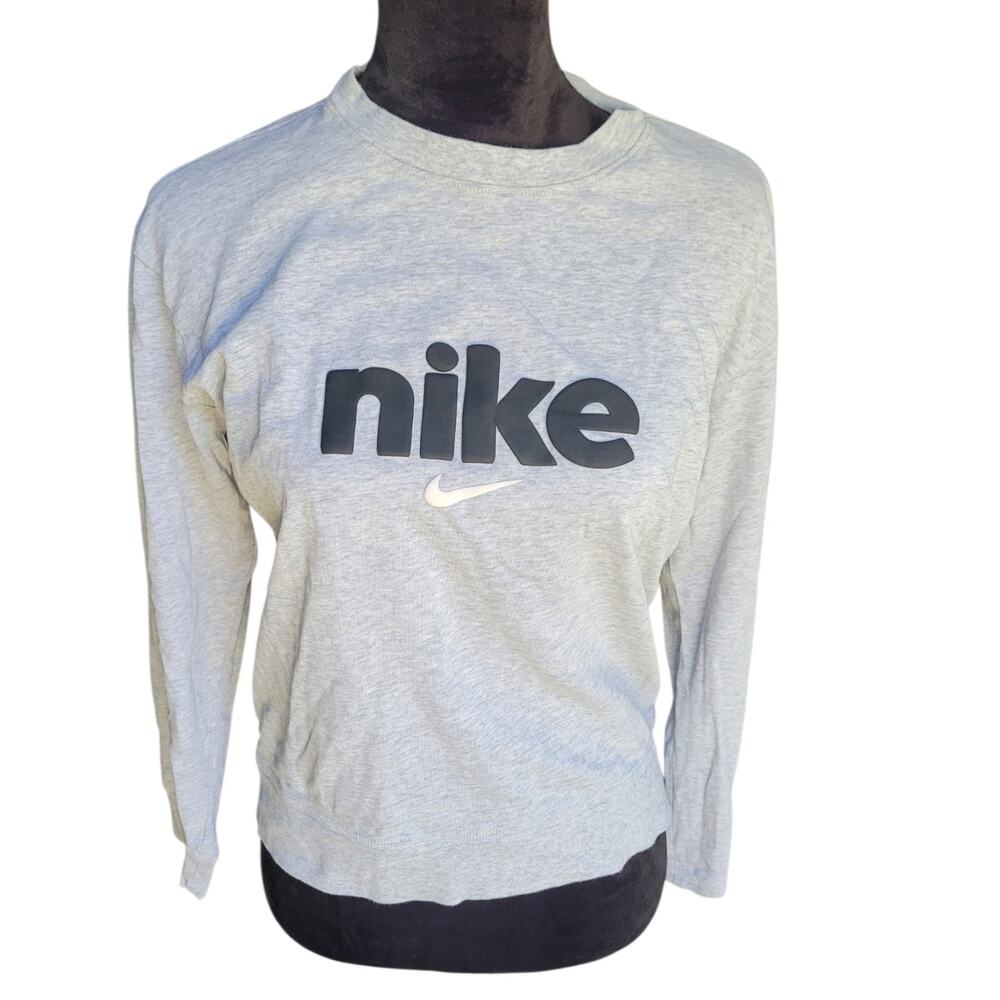 Nike Long Sleeve Shirt Women's S Gray 100% Cotton